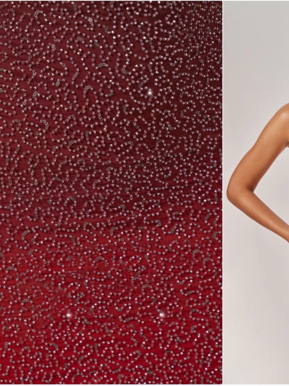 Oh Polly AMUR Ombre Sequin Cowl Neck Mini Dress - Red to Brown - Picture 5 of 7